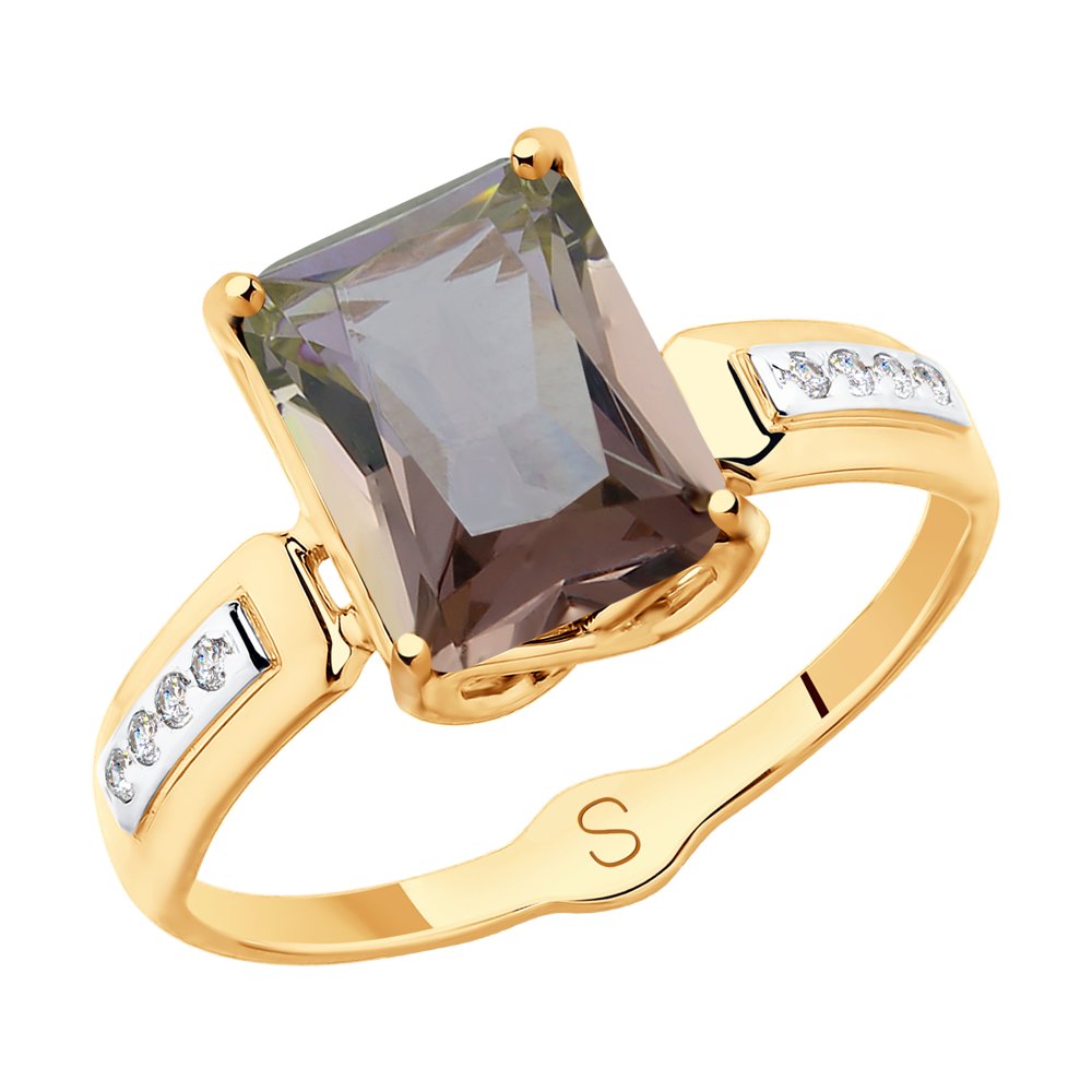 

Кольцо из красного золота с ситаллом искусственным/фианитом р 16 SOKOLOV 715387, 715387