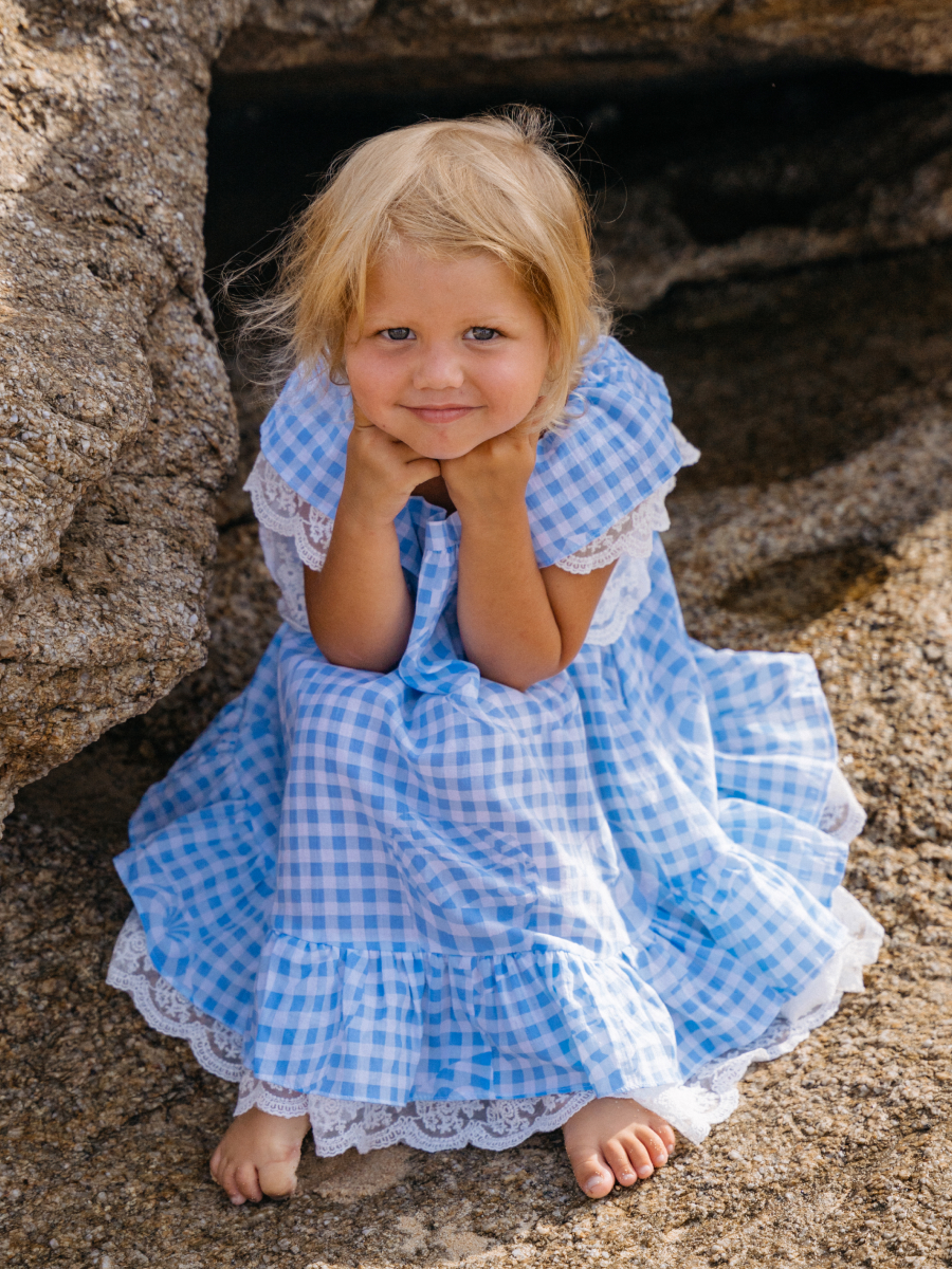 Платье детское Happy Baby 88189, light-blue cell, 110 prime baby платье нарядное вечернее с коротким рукавом лёгкое летнее ppp01504