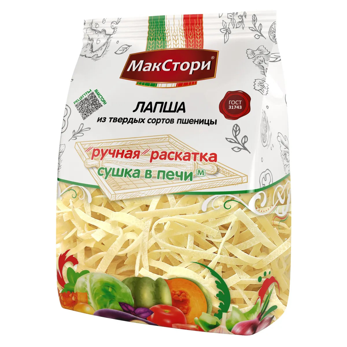

Лапша из твердых сортов пшеницы ручной раскатки МакСтори, 250 г, 6 шт., ЛапшаРР