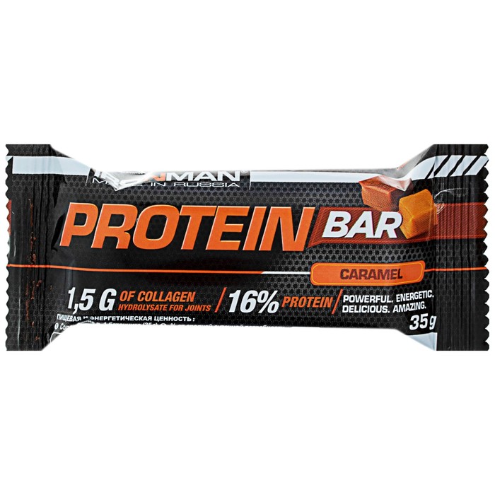 

Протеиновый батончик IRONMAN Protein Bar с коллагеном, карамель, спортивное питание, 35 г