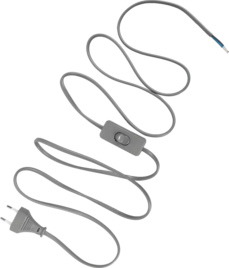Шнур с выключателем 2 м 220 В цвет серый шнур с проходным выключателем 1 8 м чёрный