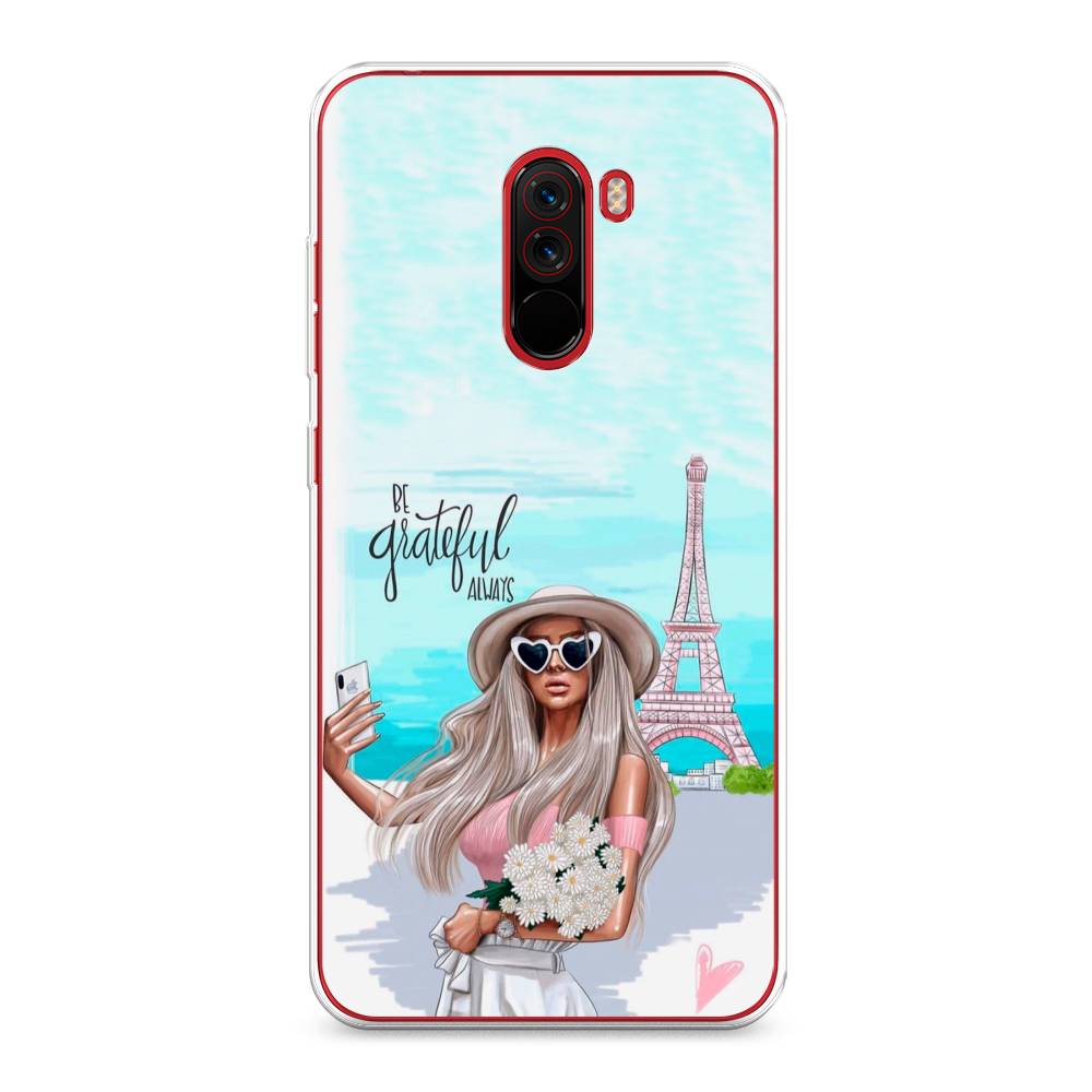 

Чехол на Xiaomi Pocophone F1 "Селфи Париж", Голубой;бежевый, 34450-6