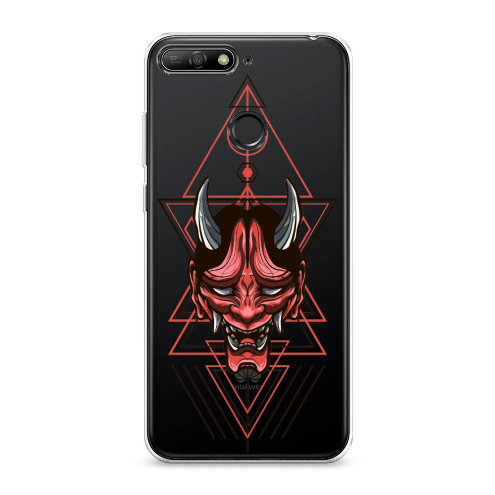 

Чехол на Honor 7C "Hanya Oni mask", Серый;красный;черный, 65750-4