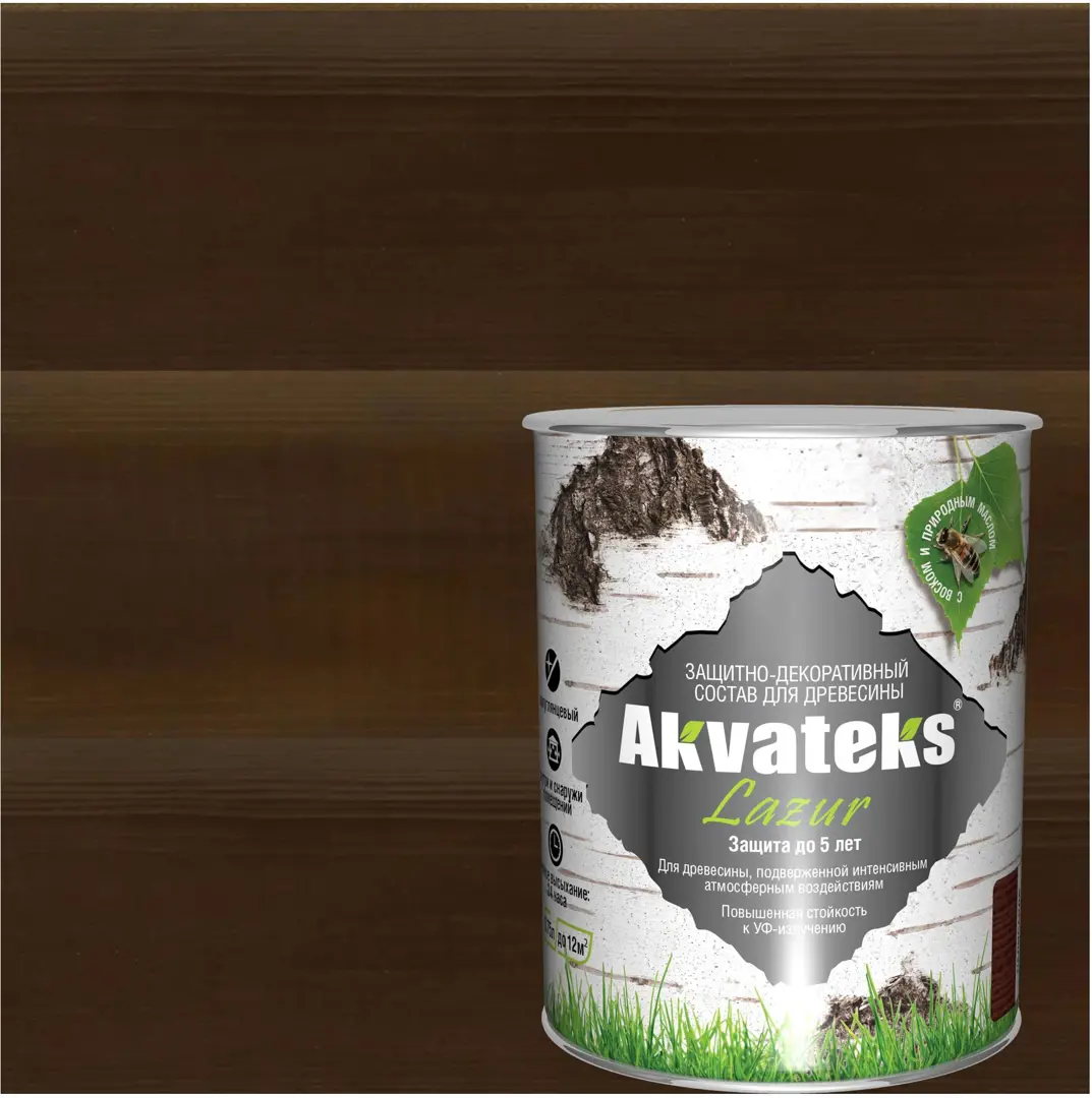 Антисептик защитно-декоративный Akvateks Lazur полуглянцевый палисандр 0.75 л антисептик сенеж аквадекор х2 палисандр 0 9 кг