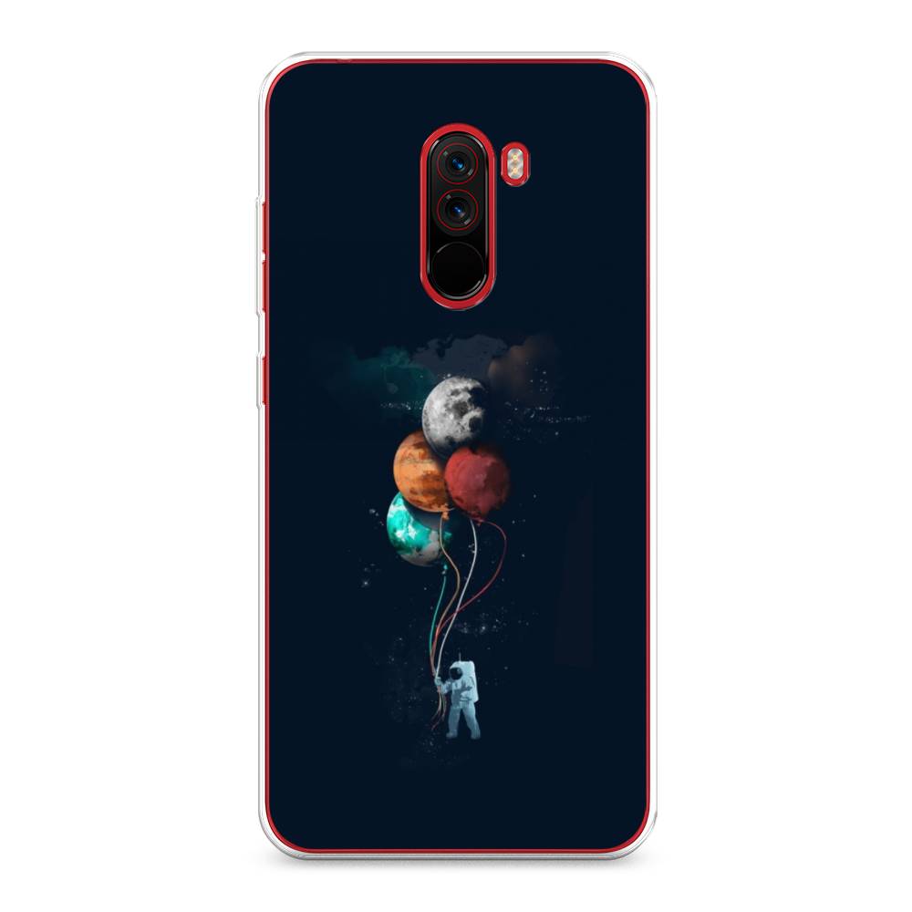 

Чехол на Xiaomi Pocophone F1 "Космонавт с шариками", Разноцветный, 34450-4