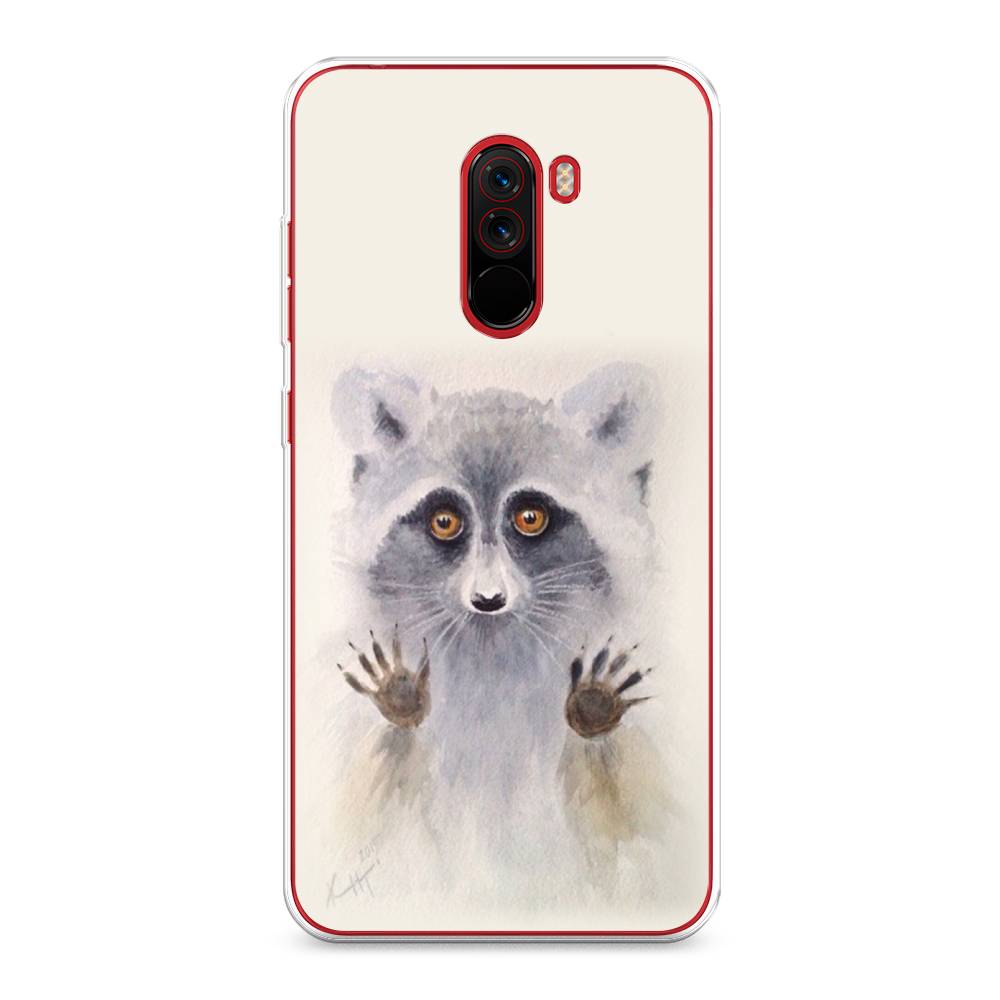 

Чехол на Xiaomi Pocophone F1 "Енот за стеклом", Бежевый;серый, 34450-4