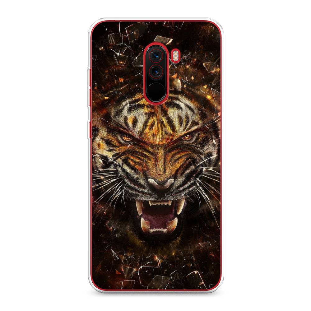 

Чехол на Xiaomi Pocophone F1 "Тигр осколки", Оранжевый;серый;черный, 34450-1