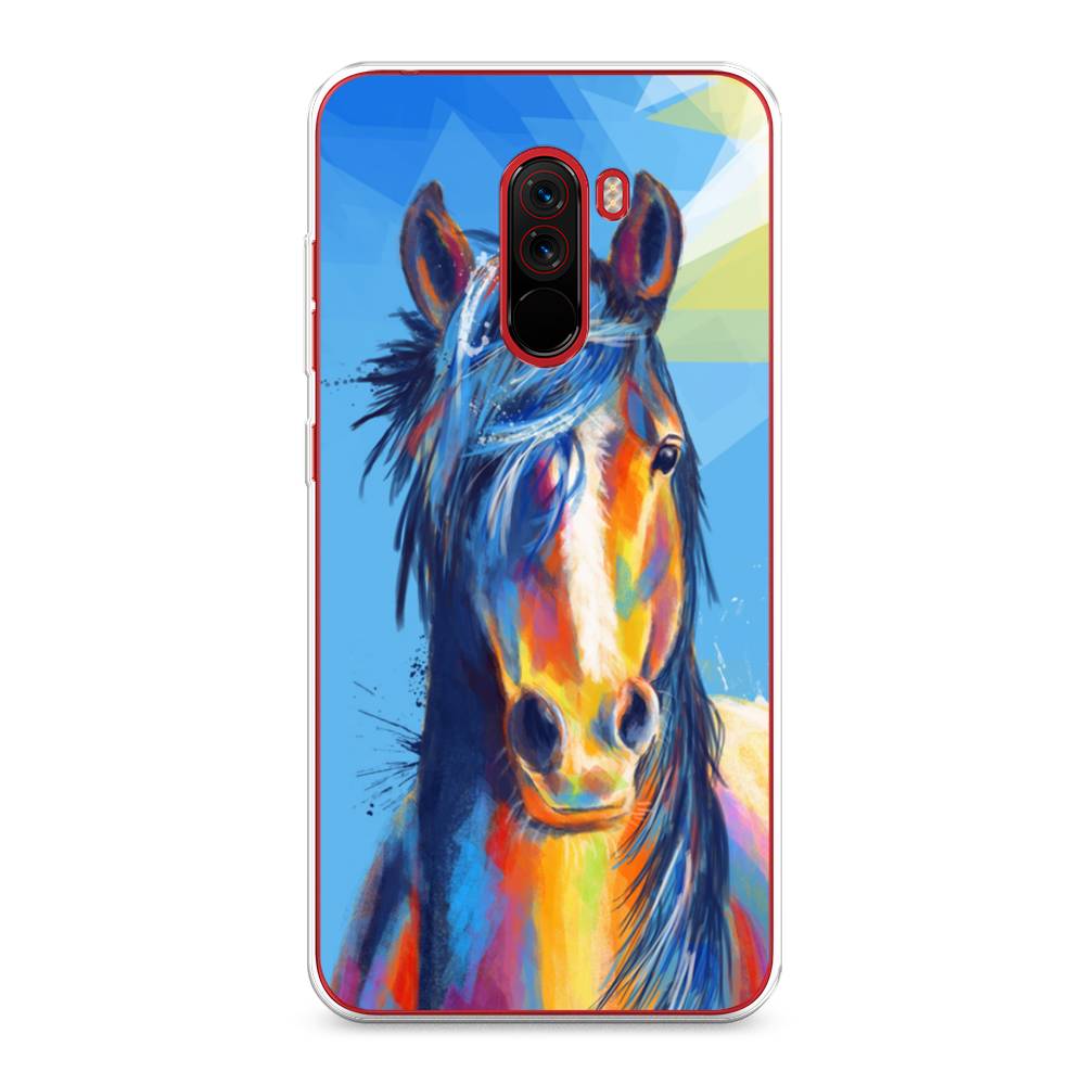 

Чехол на Xiaomi Pocophone F1 "Лошадь арт 3", Голубой;желтый;синий, 34450-1