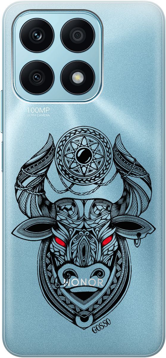 

Силиконовый чехол на Honor X8a с 3D принтом "Grand Bull" прозрачный, Прозрачный;красный, 158891