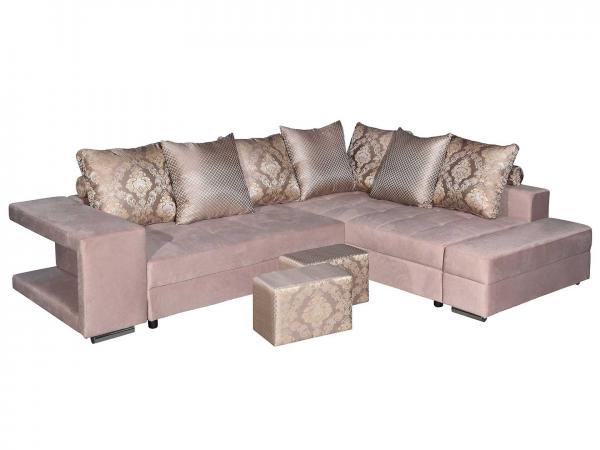 фото Угловой диван диван верона бежевый, велюр, жаккард, правый элегия