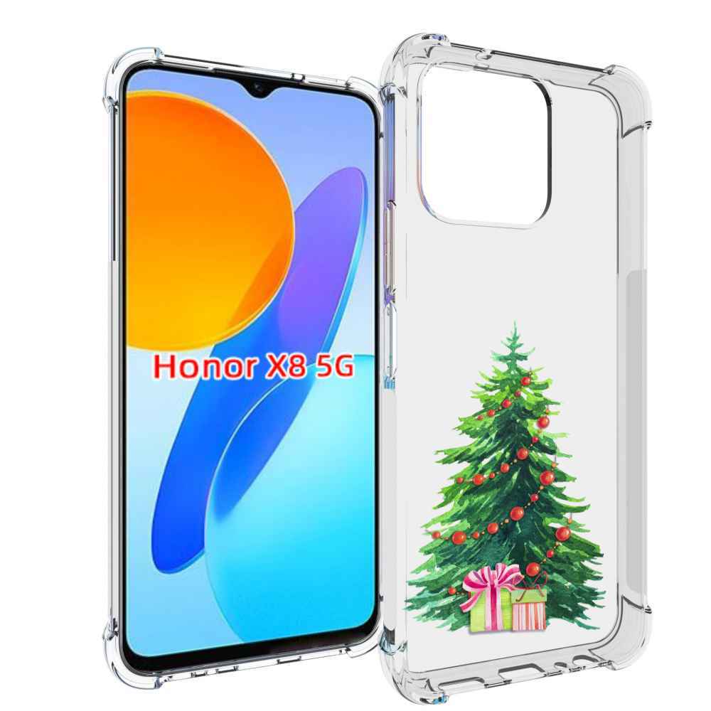 

Чехол MyPads Елка новогодняя с подарками акварель для Honor X8 5G, Прозрачный, Tocco