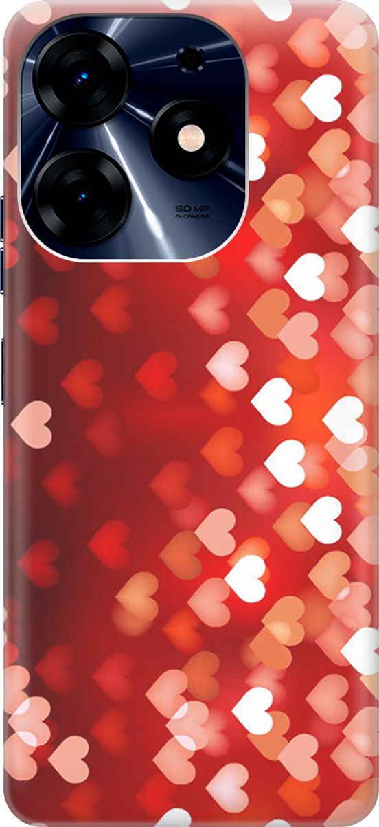 

Чехол на Tecno Spark 10 Pro "Бокэ из красных сердечек", Красный, 159557