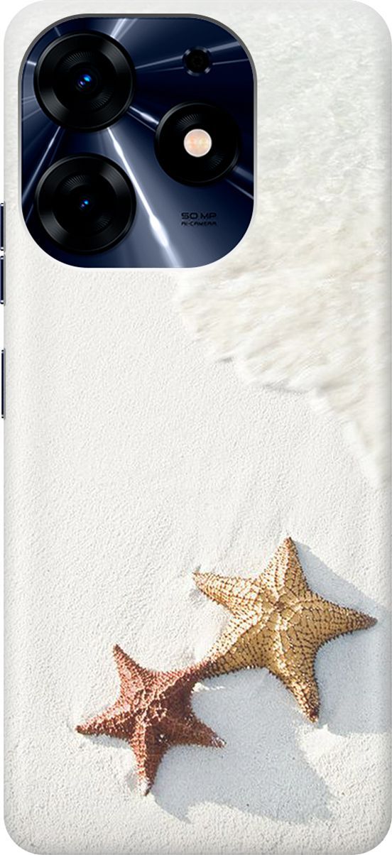 

Чехол на Tecno Spark 10 Pro "Две морские звезды", Белый;желтый, 159559