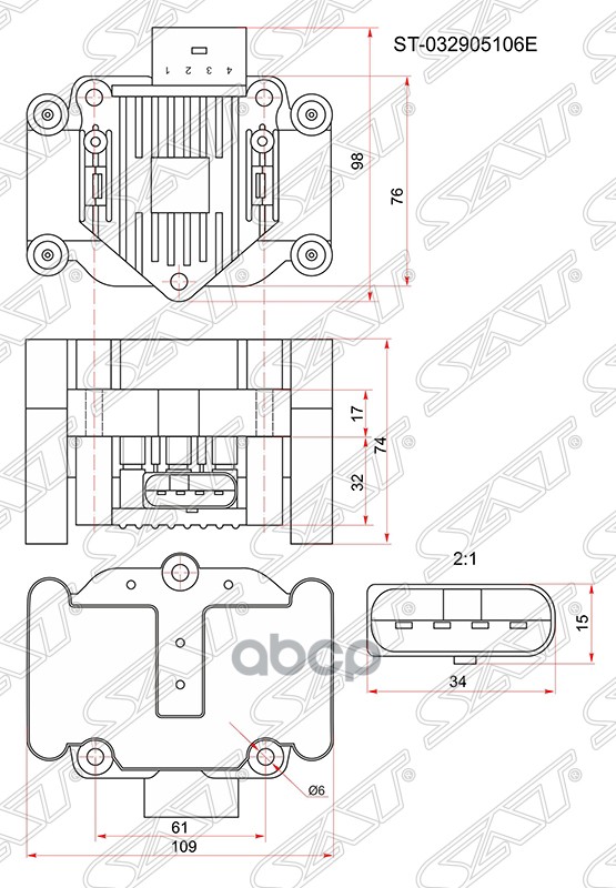 SAT Катушка зажигания VAG A2/A3/A4/FABIA/OCTAVIA/SUPPERB/CADDY/GOLF/JETTA/PASSAT/POLO/TOUR