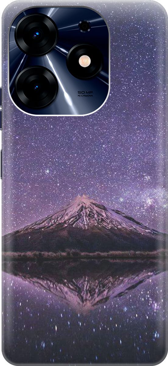 

Чехол на Tecno Spark 10 Pro "Гора и звездное небо", Синий;фиолетовый, 159559