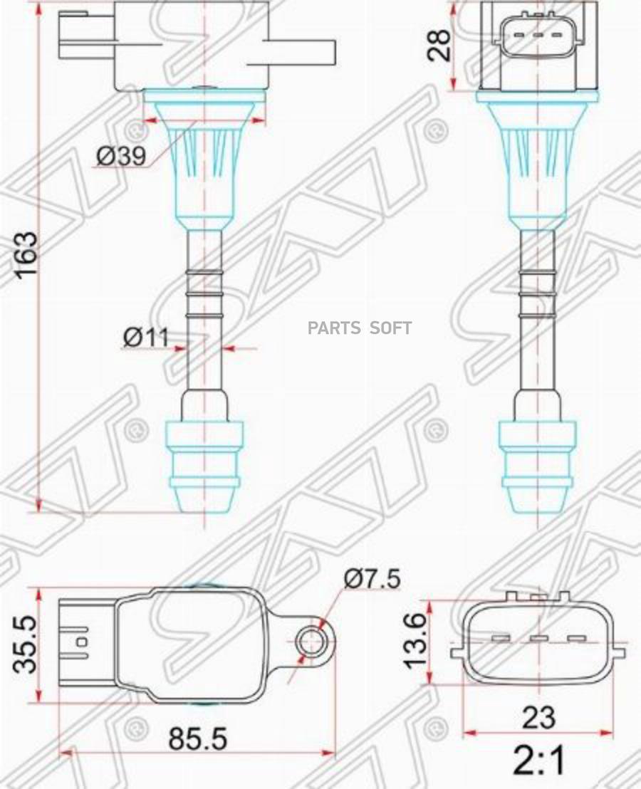 

SAT Катушка зажигания NISSAN SYLPHY G10/PRIMERA P12 QR20D#/QR25DD 01- 4