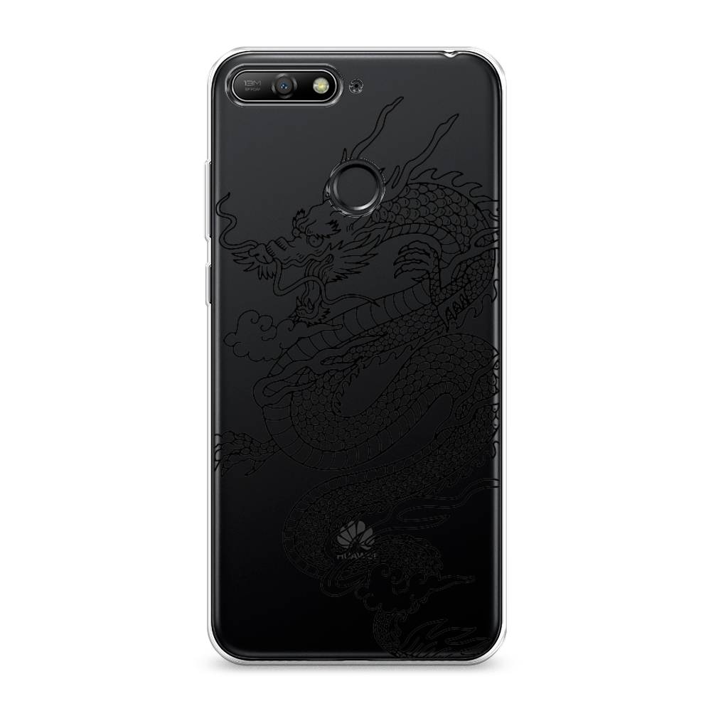 

Чехол на Honor 7C "Большой китайский дракон", Черный;серый, 65750-1