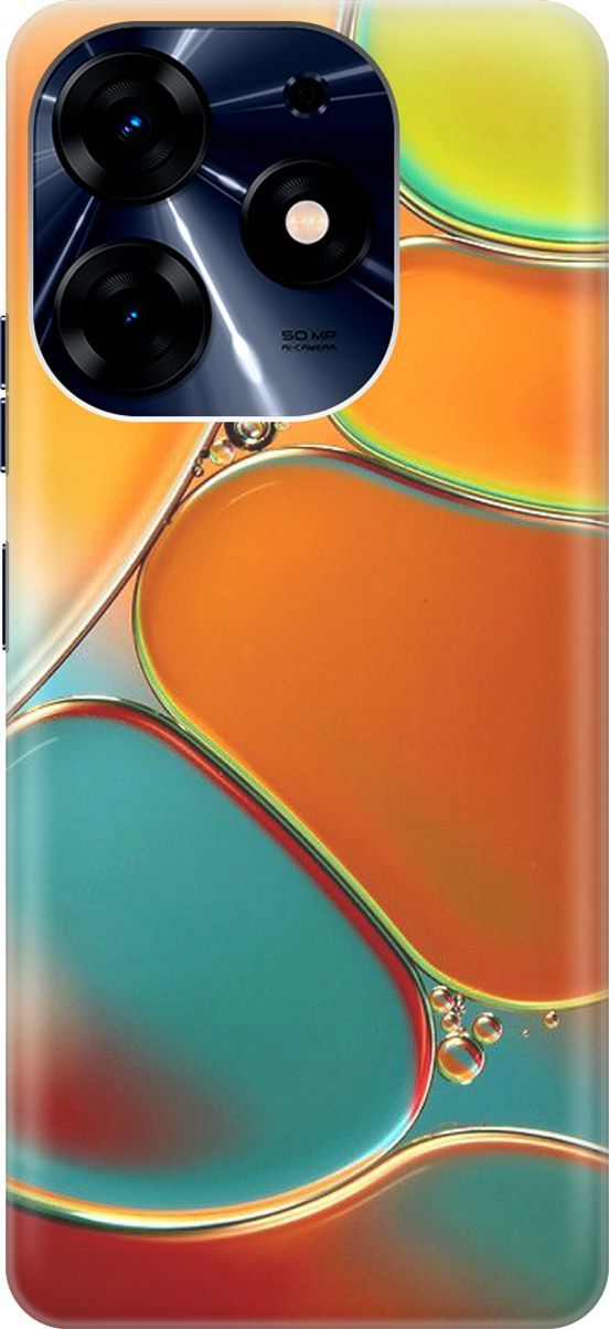 

Чехол на Tecno Spark 10 Pro "Разноцветные пузырьки", Голубой;оранжевый, 159556