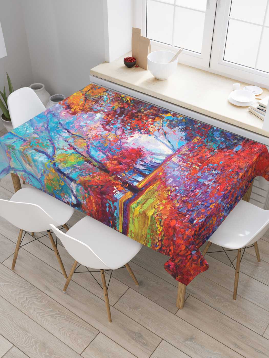 

Скатерть прямоугольная JoyArty "Листья засыпали землю" из оксфорда, 120x145 см, Красный, Листья засыпали землю