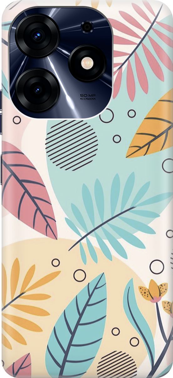 

Чехол на Tecno Spark 10 Pro "Аппликация из листочков", Голубой;желтый, 159560