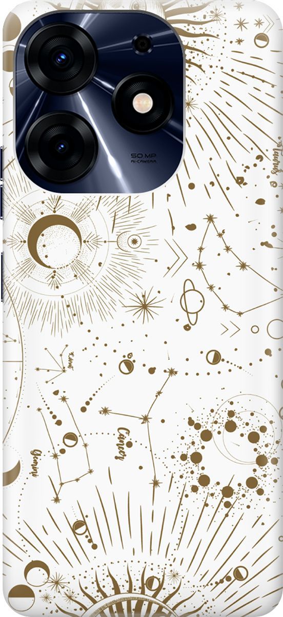 

Чехол на Tecno Spark 10 Pro "Карта звездного неба", Белый;золотистый, 159558