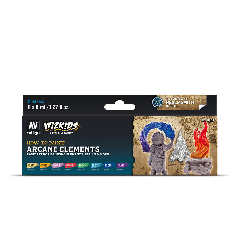 

Набор красок Vallejo серии Wizkids premium: Arcane Elements 80258, 8 красок по 8 мл., Arcane Elements