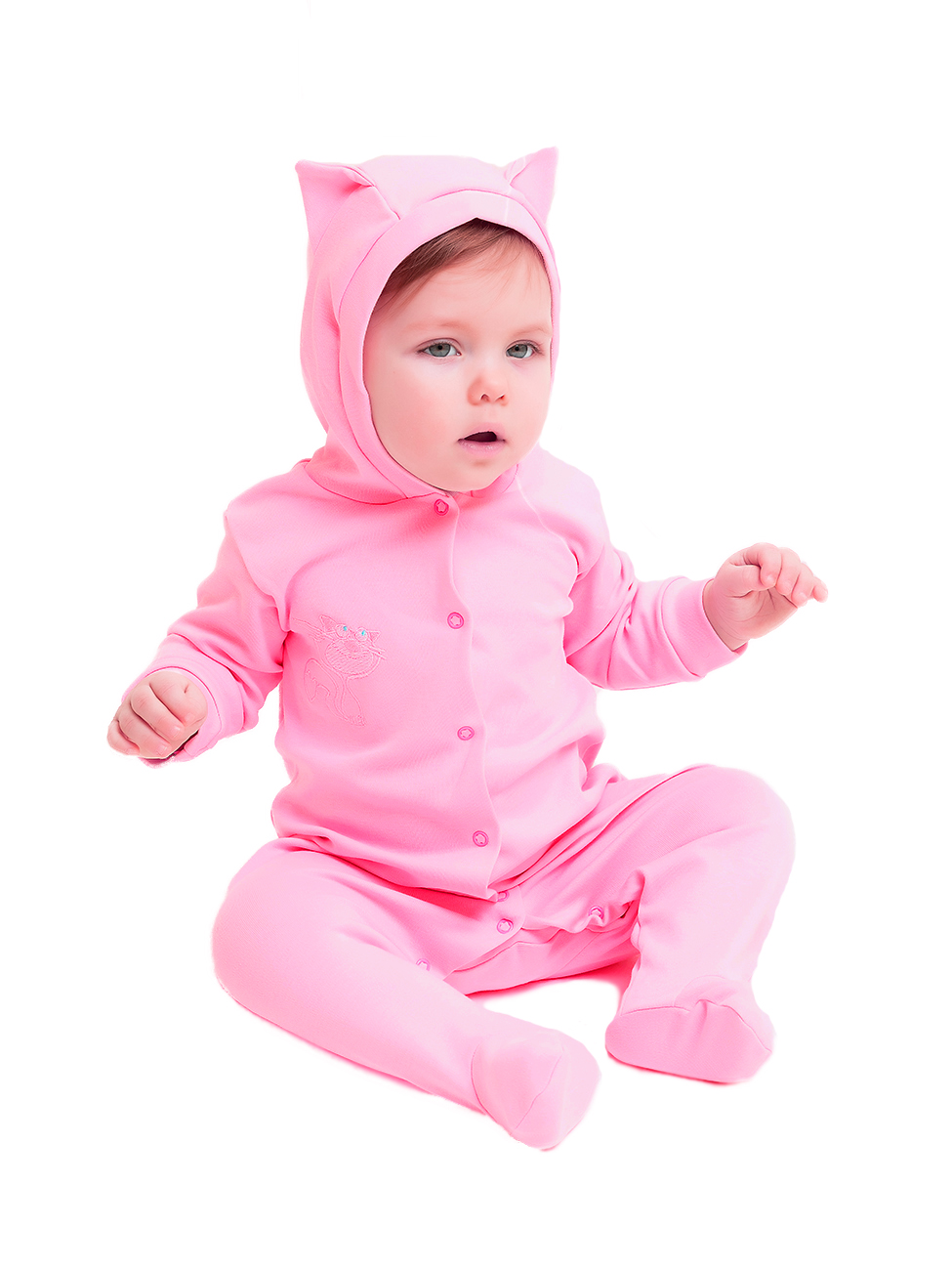 Комбинезон Желтый кот розовый, размер 56