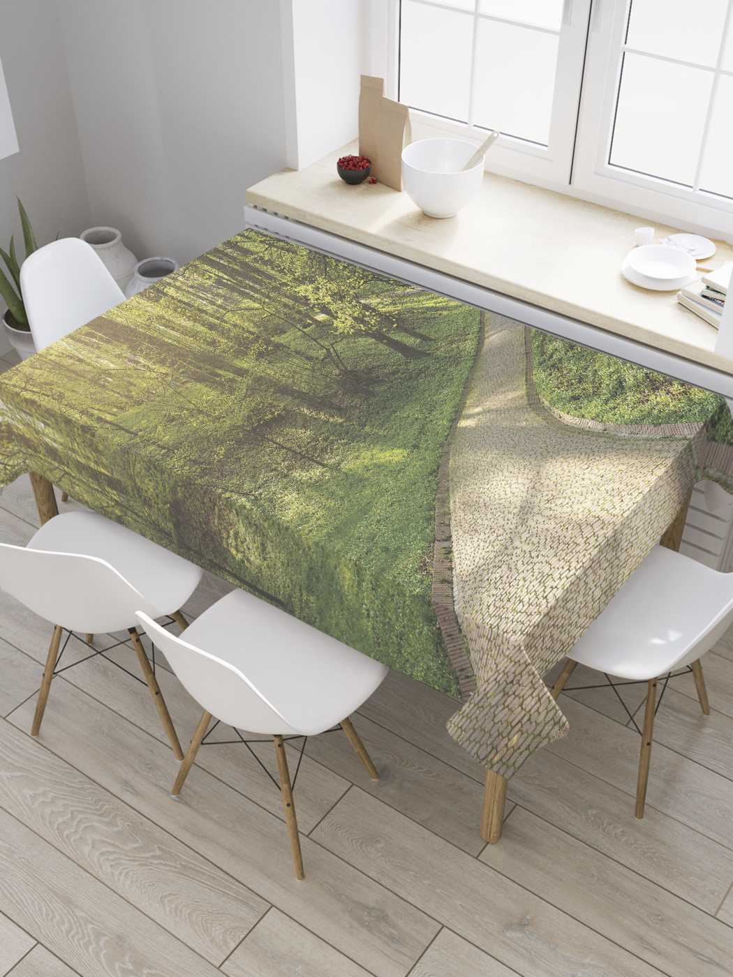 

Скатерть прямоугольная JoyArty "Утренняя лесная дорога" из оксфорда, 180x145 см, Утренняя лесная дорога