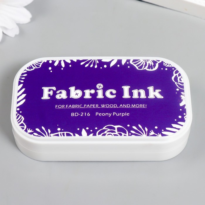 фото Штемпельная подушка для текстиля, дерева, бумаги "фиолетовый пион" 5,3х9,5 см fabric ink