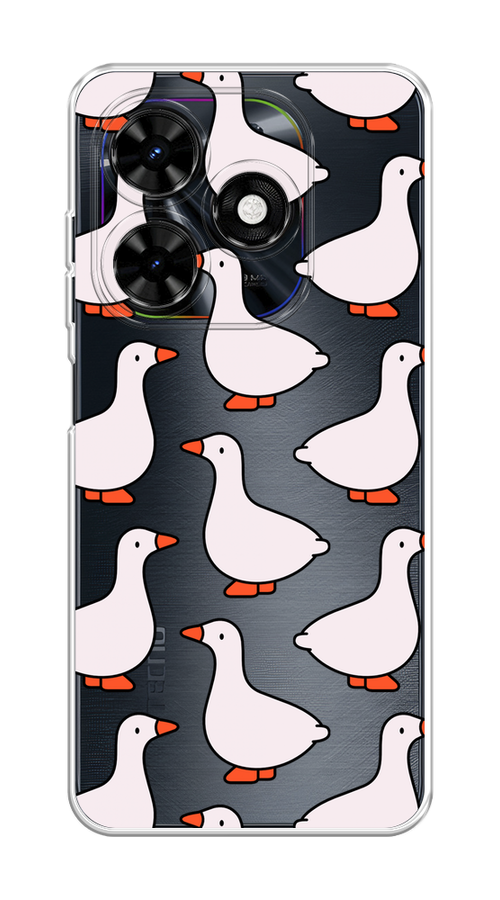 

Чехол на Tecno Spark Go 2024/Spark 20C "Гуси", Прозрачный;белый;оранжевый, 304650-1
