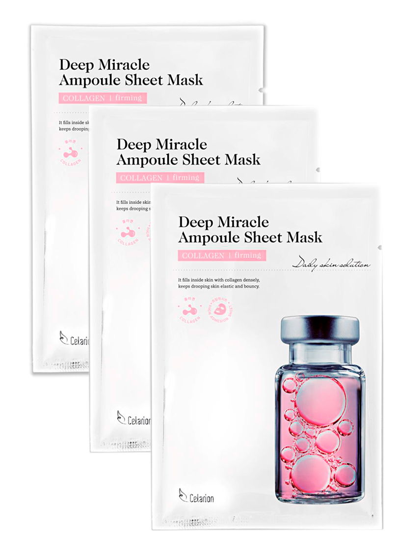 

Маска для лица CELARION Deep Miracle Ampoule Sheet Mask-COLLAGEN firming 3 шт., Deep Miracle