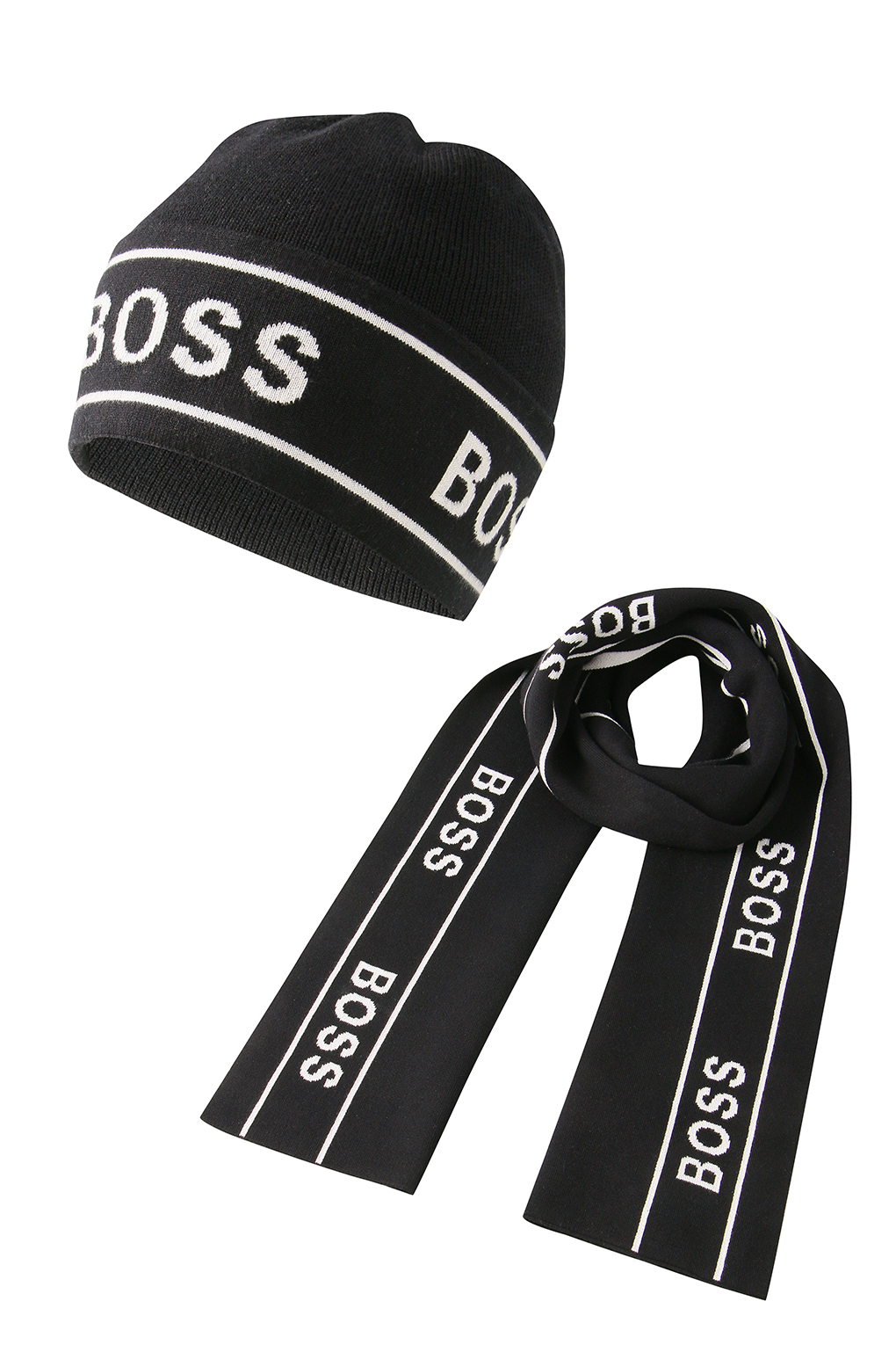 Комплект шапка и шарф мужской BOSS 50462457 черный