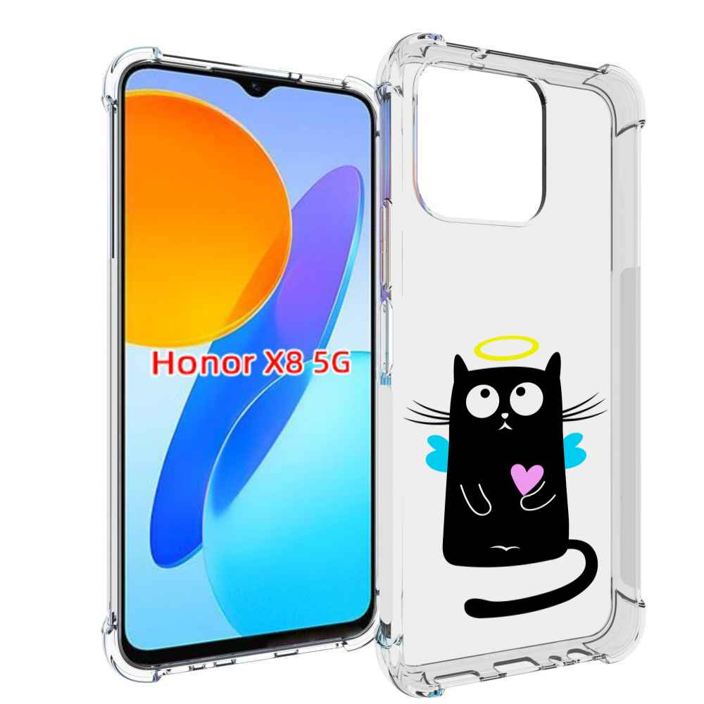 

Чехол MyPads Кот ангелок для Honor X8 5G, Прозрачный, Tocco