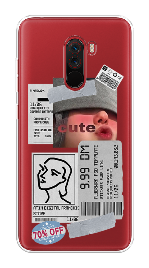 

Чехол на Xiaomi Pocophone F1 "Cute girl collage", Розовый;серый;голубой, 34450-6
