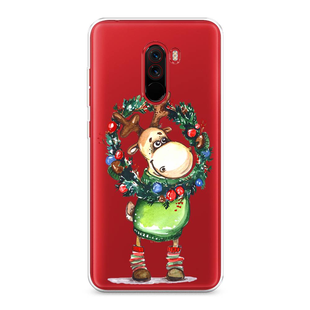 

Чехол на Xiaomi Pocophone F1 "Олень с новогодним венком", 34450-4