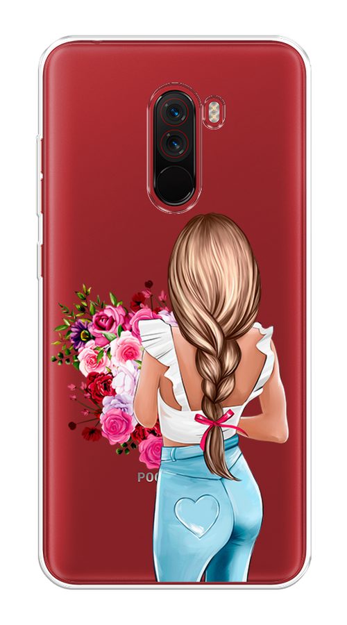 

Чехол на Xiaomi Pocophone F1 "Девушка с цветами", Коричневый;розовый;голубой, 34450-6