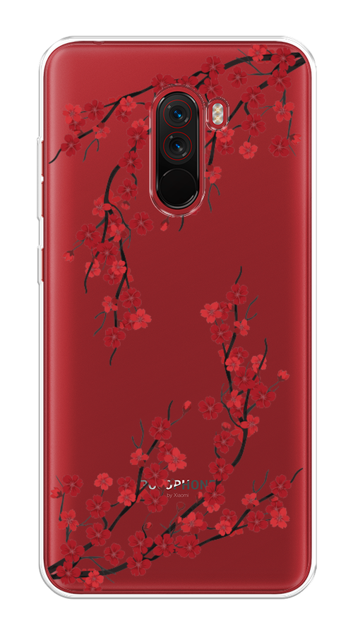 

Чехол на Xiaomi Pocophone F1 "Красная сакура", Красный;черный, 34450-2
