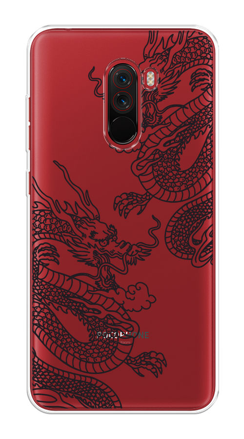 

Чехол на Xiaomi Pocophone F1 "Два китайских дракона", Серый;черный, 34450-1