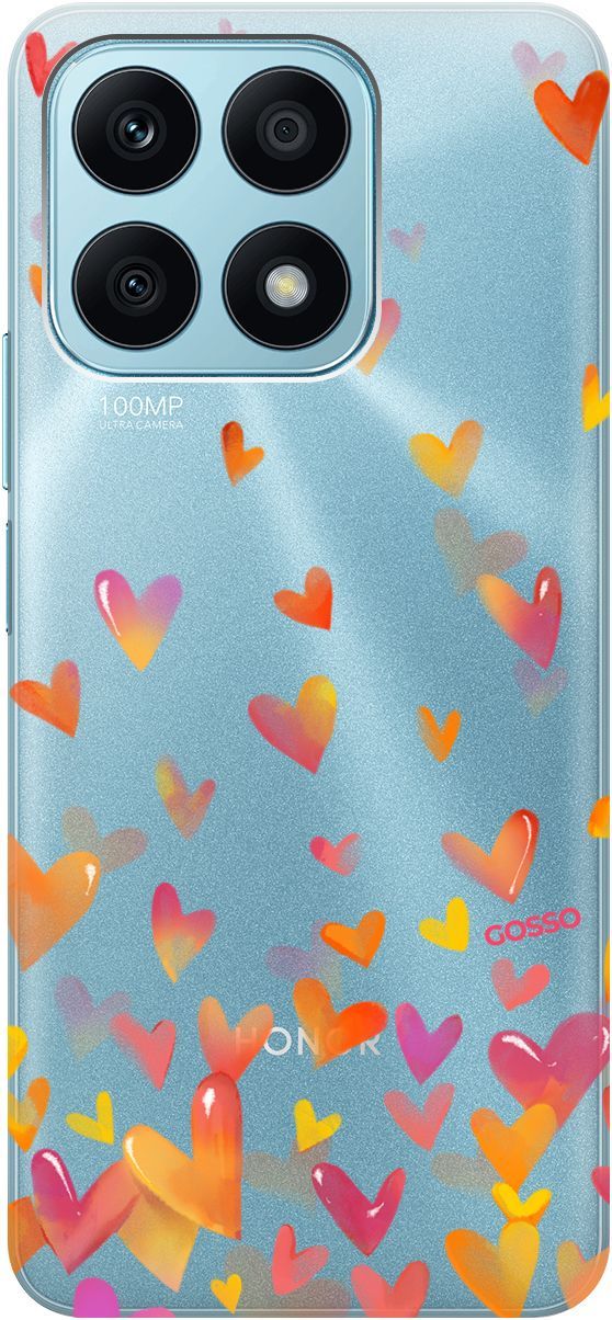 

Силиконовый чехол на Honor X8a с 3D принтом "Flying Hearts" прозрачный, Прозрачный;желтый, 158891