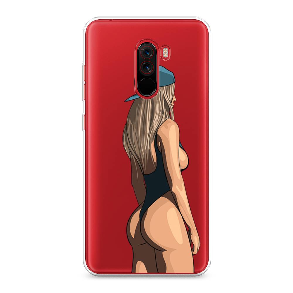 

Чехол на Xiaomi Pocophone F1 "Девушка в черном купальнике", Зеленый;бежевый;черный, 34450-6