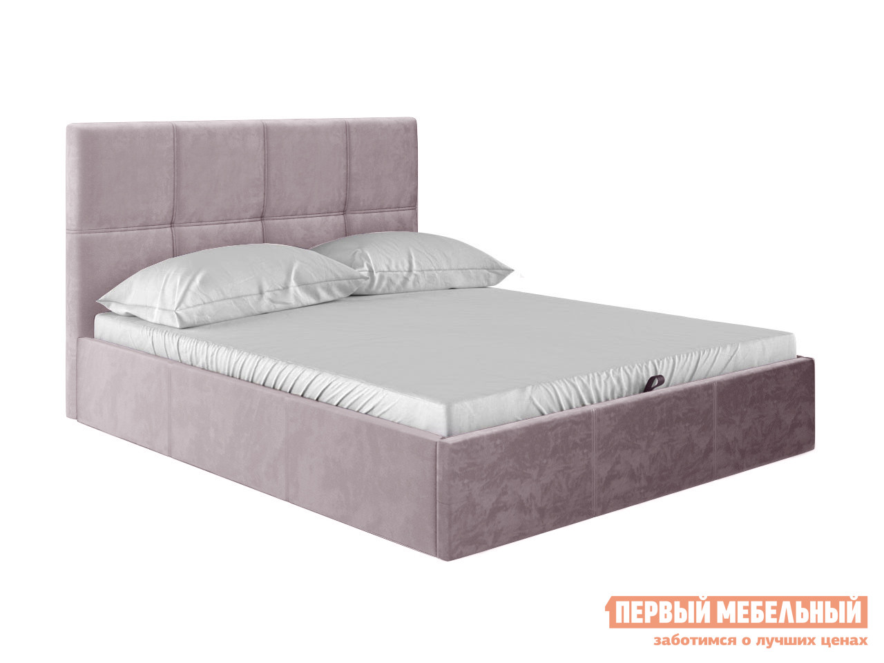 фото Двуспальная кровать первый мебельный верда пм розовый, велюр, 160х200 см