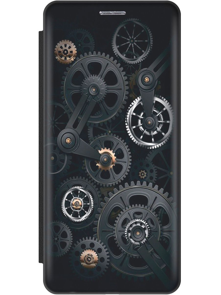 

Чехол-книжка на Xiaomi Redmi 8 "Механизм" черный, Белый;серый, 10243