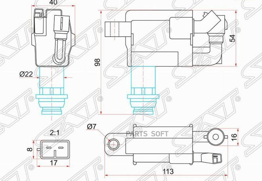 

SAT Катушка зажигания TOYOTA 1JZ#/2JZGE JZX10# 96-00/1JZ# JZX11# 00-/2JZGE JCE1# 01-/1JZGE