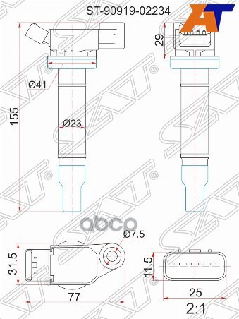 

SAT Катушка зажигания TOYOTA 1MZ-FE MCV2#/MCU2#/MCU1#/MCU3#/MCR30/40 00-06