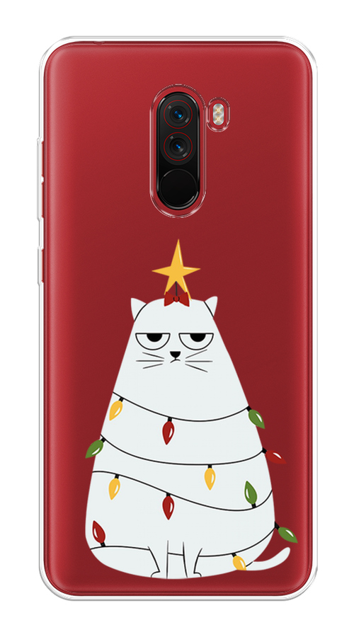 

Чехол на Xiaomi Pocophone F1 "Котик в гирлянде", Белый;красный;желтый, 34450-1