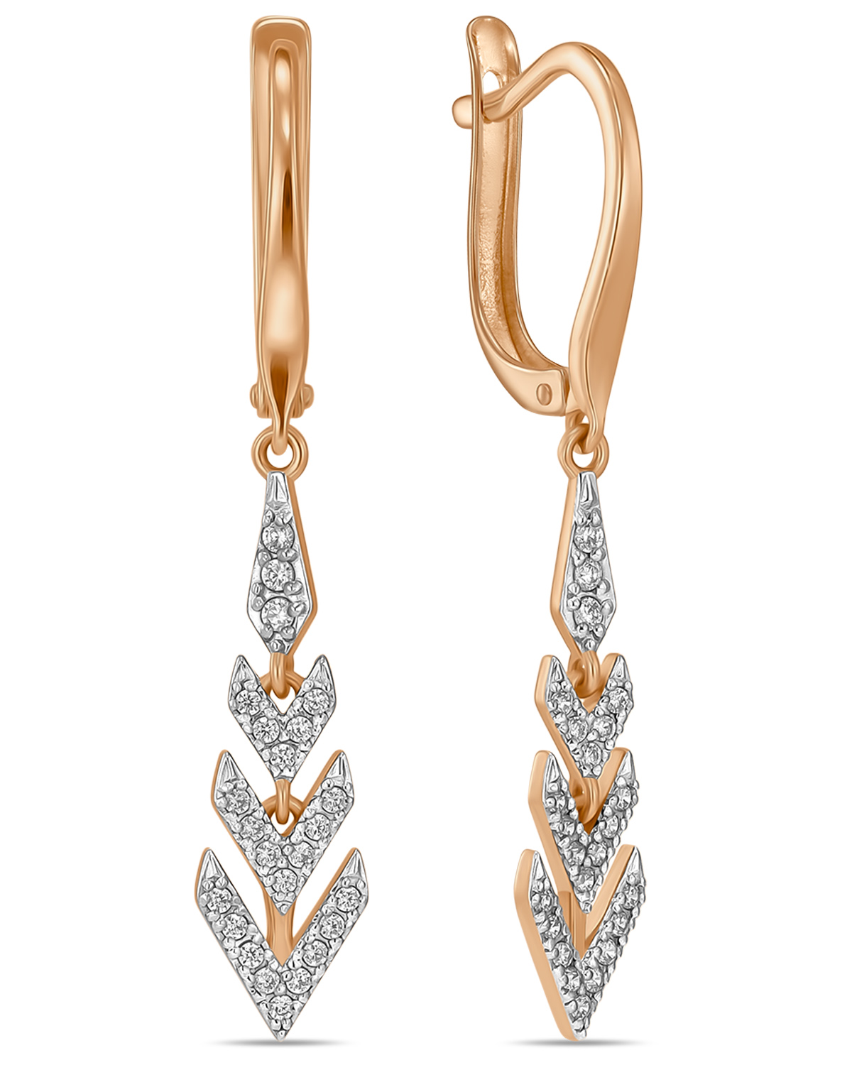 Серьги подвески из красного золота MIUZ Diamonds E2020-SEL-0001, фианит