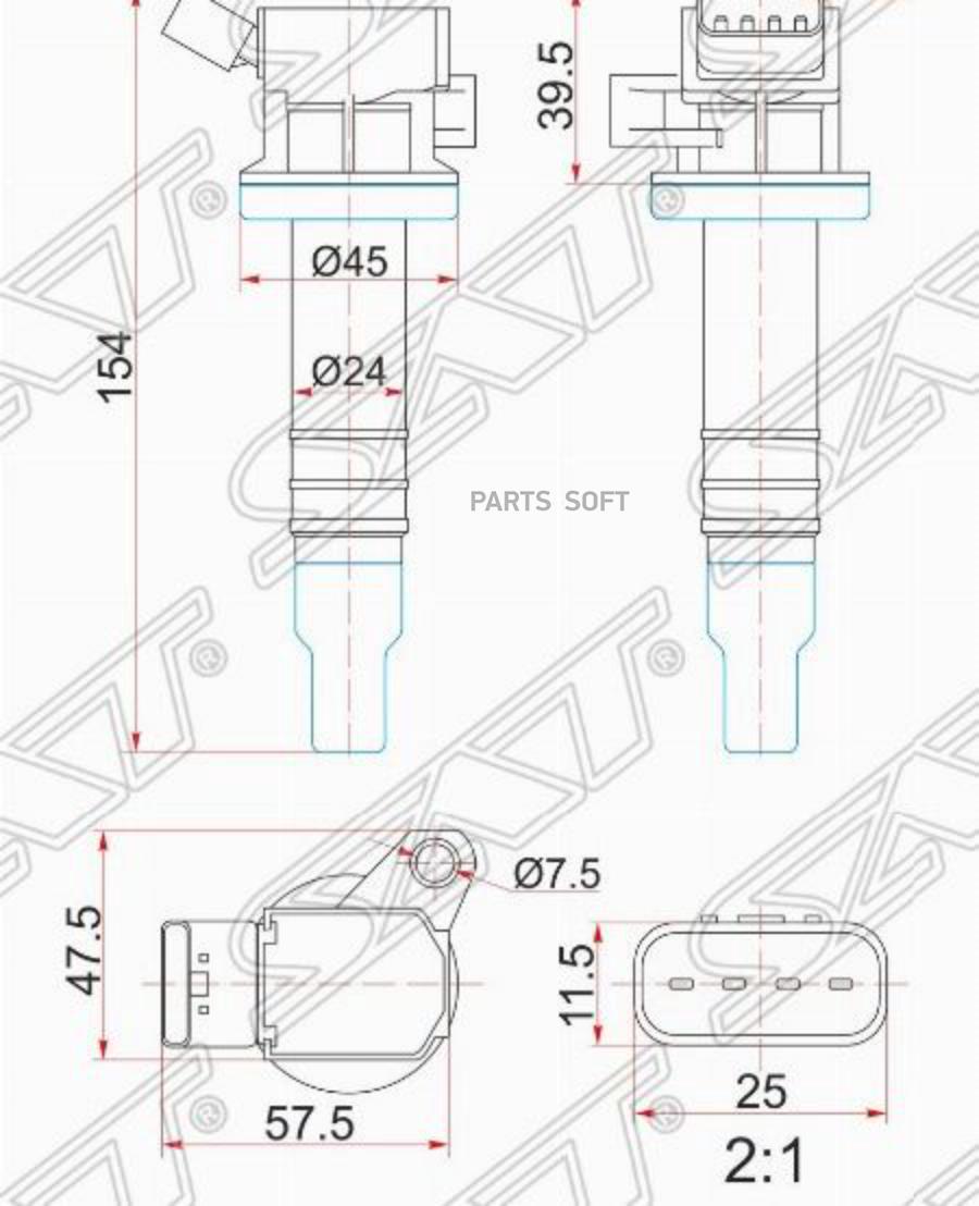 SAT Катушка зажигания TOYOTA 1ZZ-FE 00- ZZE12#/ZZT24#/ZZV50/ZCT10/ZCA2#/1KR-FE 04- KSP9#/K