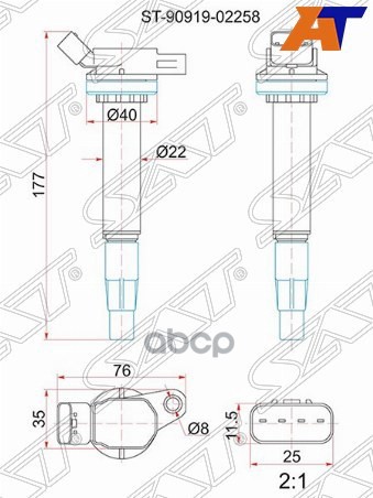 Катушка Зажигания Toyota Corolla 07- 1zrfe Sat арт. ST-90919-02258