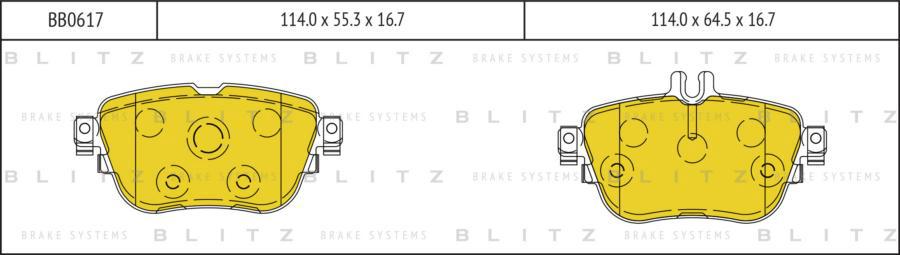 

Тормозные колодки BLITZ задние дисковые bb0617