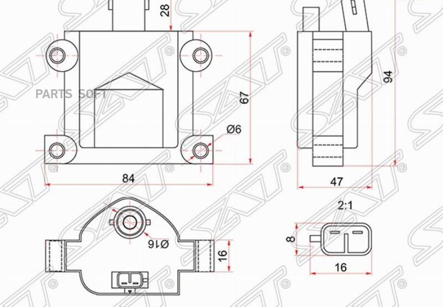 Катушка Зажигания Toyota Caldina St195/190/Carina At190/Corona St190 (Модуль) Sat арт. ST-